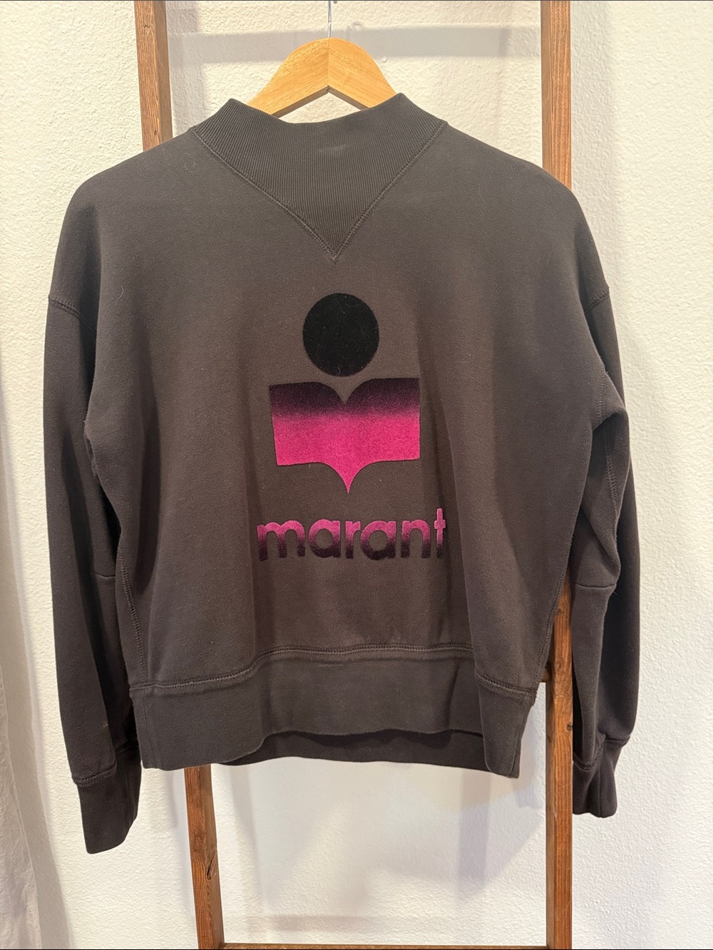 Isabel Marant Black Sweatshirt with Pink Gradient Logo